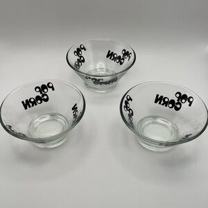 Vintage MCM Glass Popcorn Bowls 3 Piece Set POP ART Wheaton 70's 5.5”x2.5” EUC